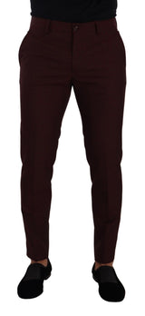 Dolce & Gabbana Maroon Slim Fit Dress Pants