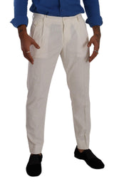 Dolce & Gabbana Elegant Tapered Corduroy Pants in Off White