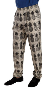 Dolce & Gabbana Elegant Silk Lounge Pants with Pineapple Print