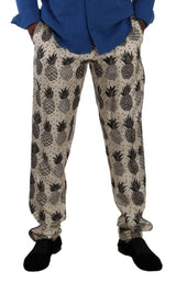 Dolce & Gabbana Elegant Silk Lounge Pants with Pineapple Print