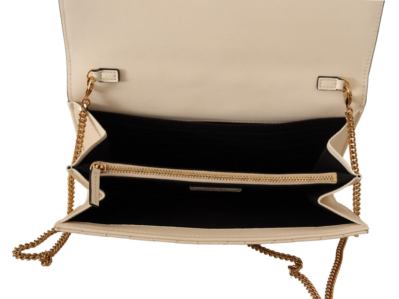 Versace Elegant White Nappa Leather Evening Shoulder Bag