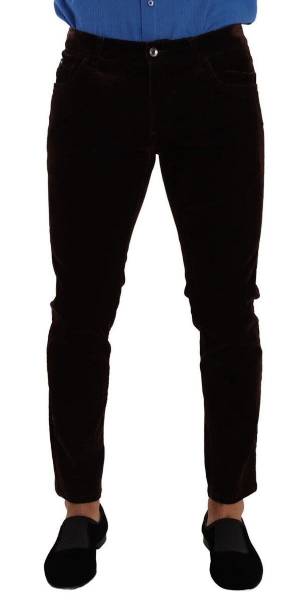 Dolce & Gabbana Bordeaux Velvet Slim Fit Skinny Jeans