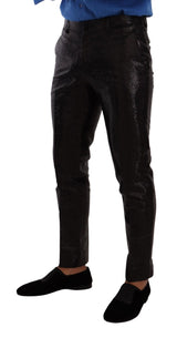 Dolce & Gabbana Metallic Black Slim Fit Dress Pants