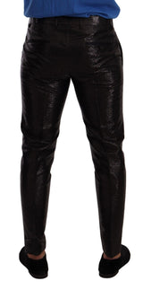 Dolce & Gabbana Metallic Black Slim Fit Dress Pants