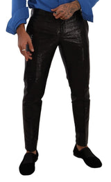 Dolce & Gabbana Metallic Black Slim Fit Dress Pants