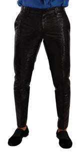 Dolce & Gabbana Metallic Black Slim Fit Dress Pants