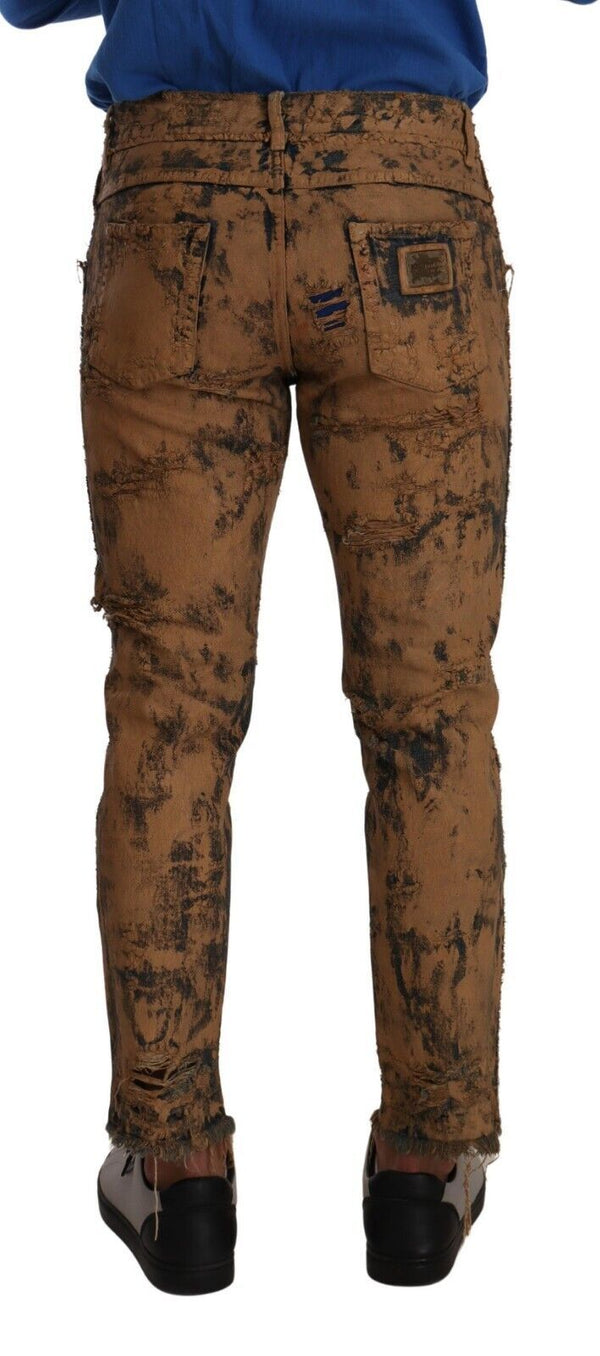 Dolce & Gabbana Chic Slim Fit Brown Denim Jeans