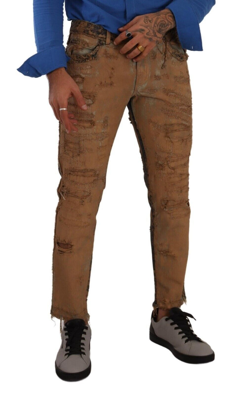 Dolce & Gabbana Chic Slim Fit Brown Denim Jeans