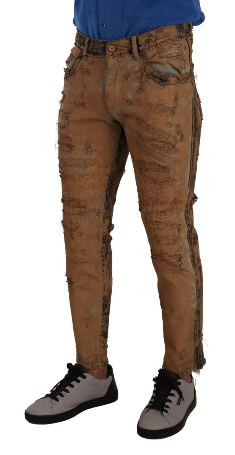 Dolce & Gabbana Chic Slim Fit Brown Denim Jeans