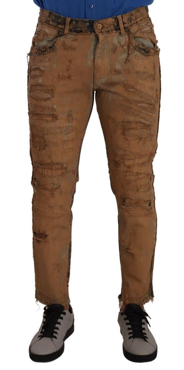 Dolce & Gabbana Chic Slim Fit Brown Denim Jeans