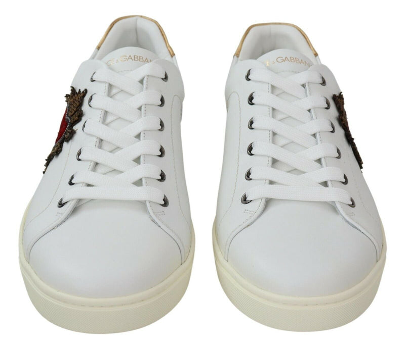 Dolce & Gabbana Elegant White Leather Low-Top Sneakers