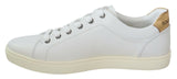 Dolce & Gabbana Elegant White Leather Low-Top Sneakers