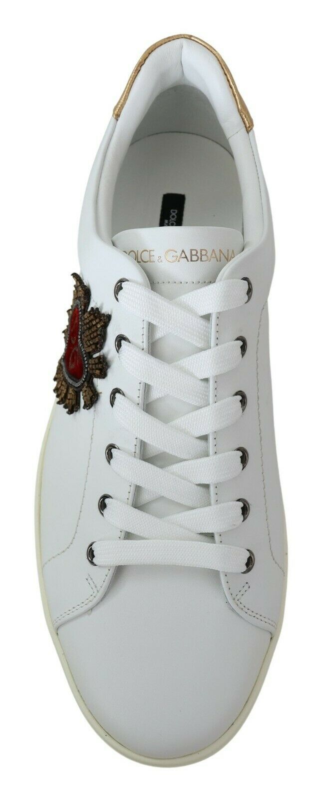 Dolce & Gabbana Elegant White Leather Low-Top Sneakers