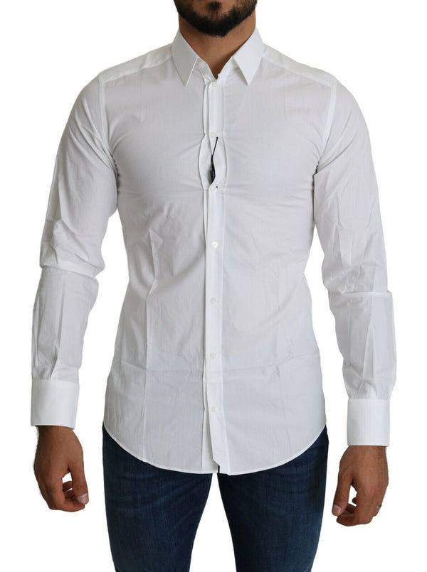 Dolce & Gabbana Elegant Slim Fit White Cotton Shirt