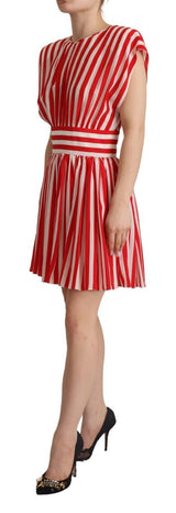 Dolce & Gabbana Elegant Striped Silk A-Line Mini Dress