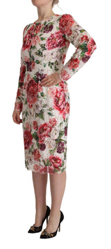 Dolce & Gabbana Elegant Sheath Lace Floral Midi Dress