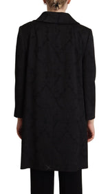 Dolce & Gabbana Elegant Black Brocade Long Trench Coat