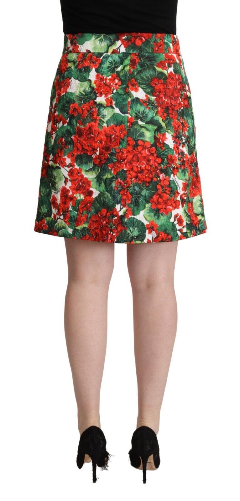 Dolce & Gabbana Vibrant Geranium Print A-Line Skirt