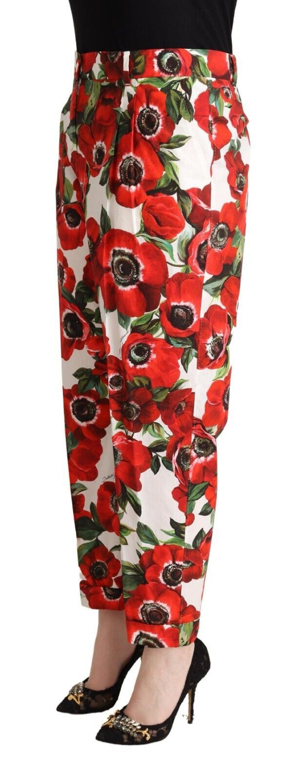 Dolce & Gabbana Chic Anemone Printed Tapered Cotton Pants