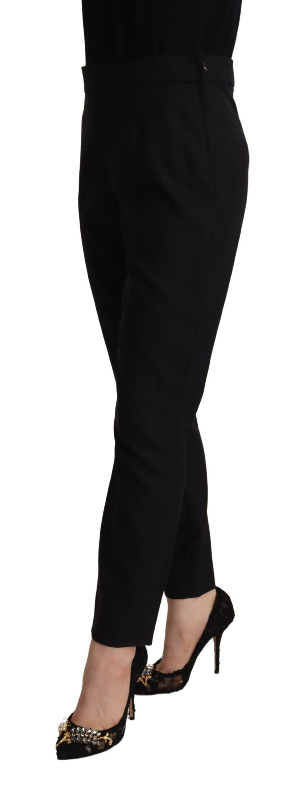 Dolce & Gabbana Elegant High Waisted Black Tapered Trousers