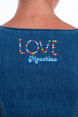 Love Moschino Chic Sleeveless Denim Dress with Colored Buttons