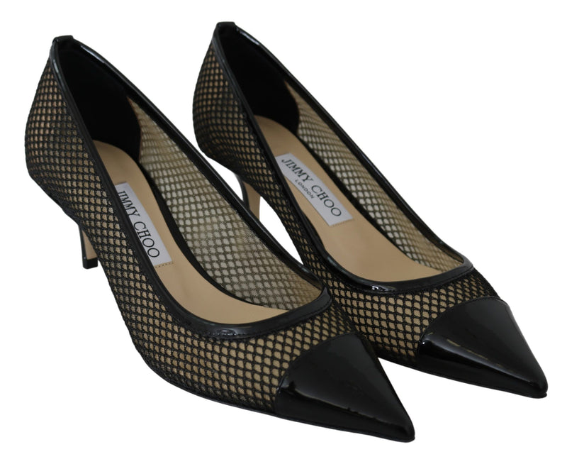 Jimmy Choo Elegant Black Mesh Pointed Toe Pumps