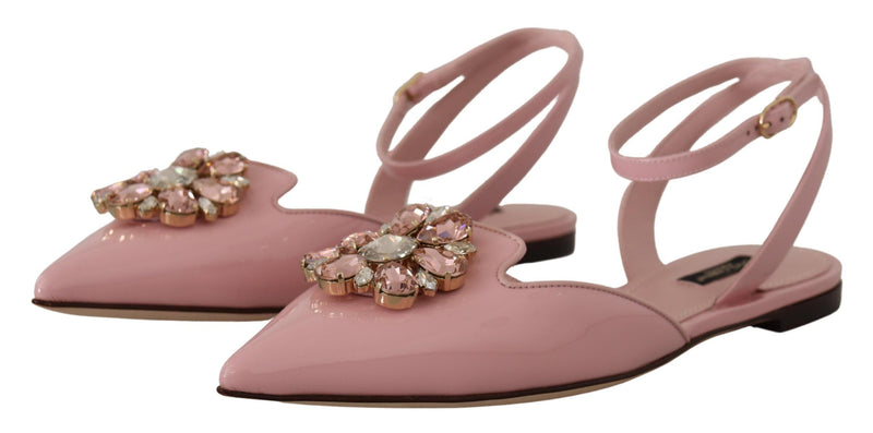 Dolce & Gabbana Champagne Pink Crystal Slingback Flats