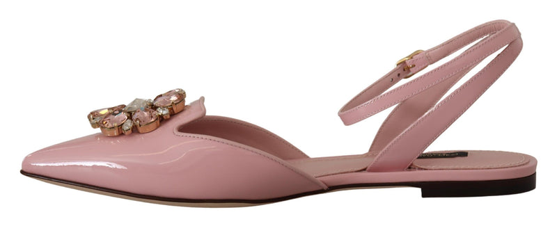 Dolce & Gabbana Champagne Pink Crystal Slingback Flats