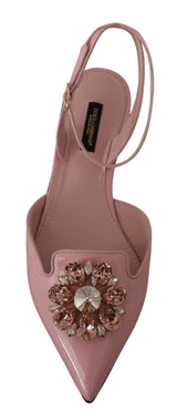 Dolce & Gabbana Champagne Pink Crystal Slingback Flats