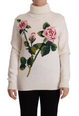 Dolce & Gabbana Elegant Floral Embroidered Wool Turtleneck