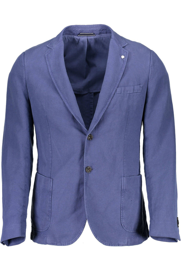 Gant Elegant Blue Cotton-Linen Blend Jacket