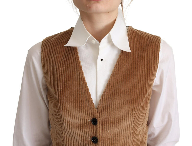 Dolce & Gabbana Elegant Sleeveless V-Neck Corduroy Vest