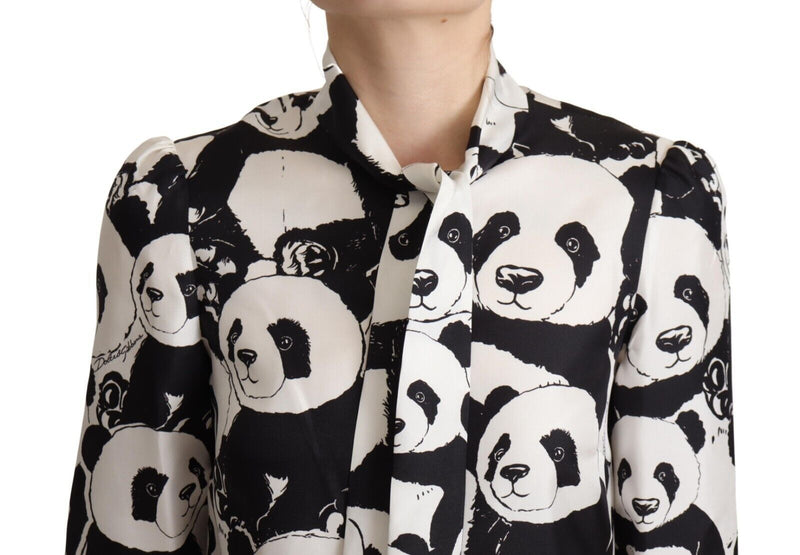 Dolce & Gabbana Chic Panda Print Silk Blouse