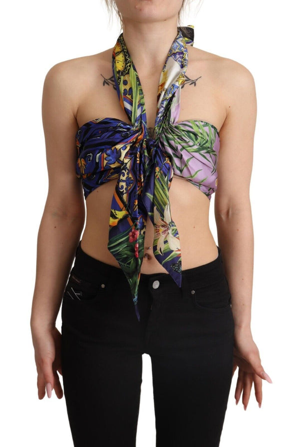 Dolce & Gabbana Sumptuous Silk Halter Cropped Top - Multicolor