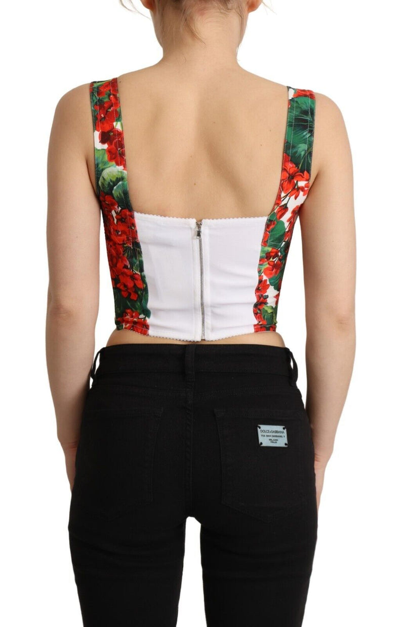 Dolce & Gabbana Elegant Red Cropped Top with Geranium Print