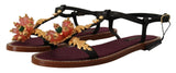 Dolce & Gabbana Embroidered Flat Leather Sandals