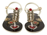 Dolce & Gabbana T-Strap Heart Crystal Embellished Sandals