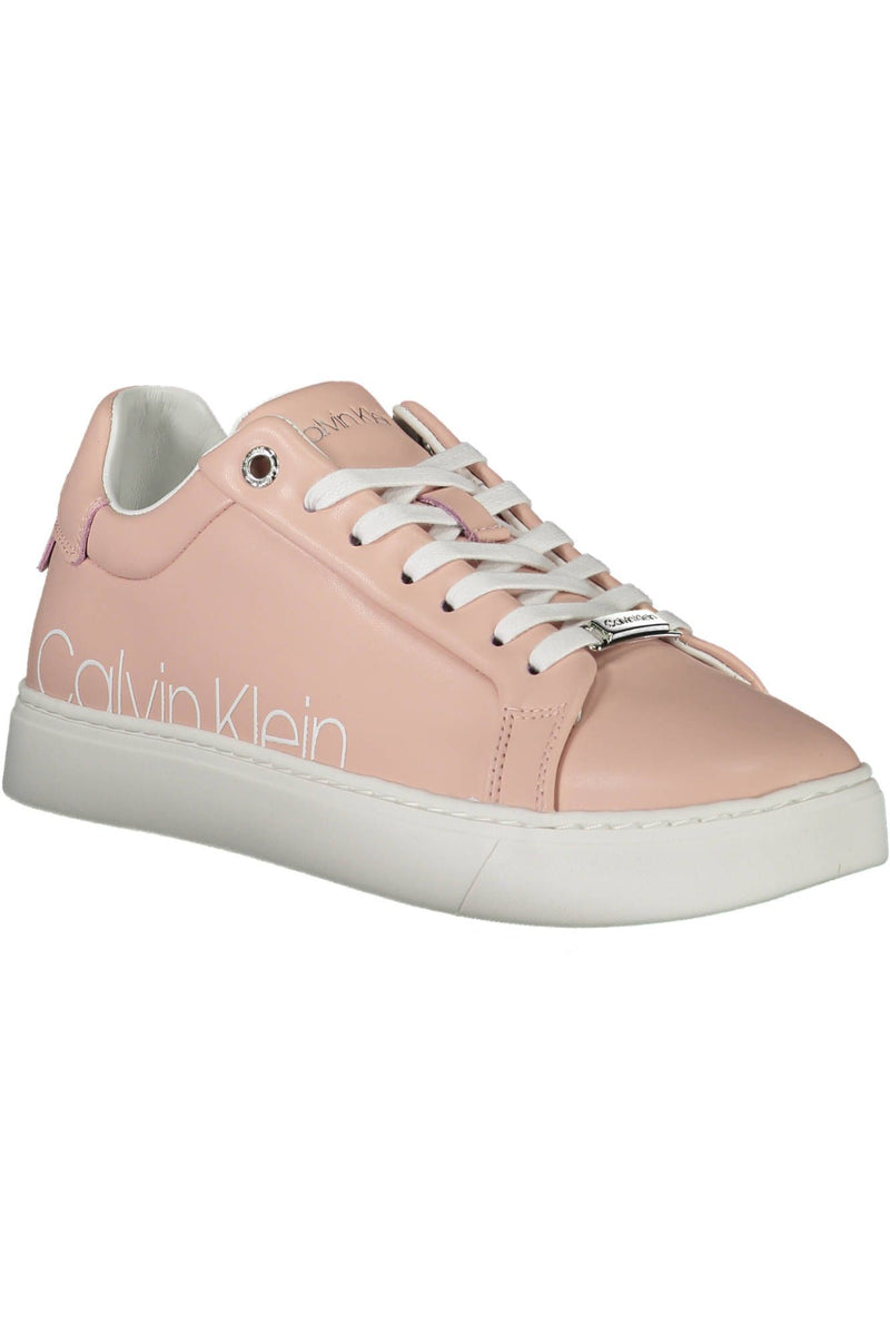 Calvin Klein Chic Pink Lace-up Sneakers with Logo Accents