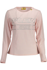 Plein Sport Chic Pink Long Sleeve Tee with Bold Contrasts