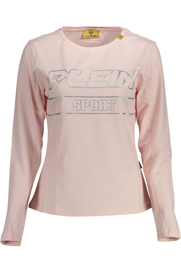 Plein Sport Chic Pink Long Sleeve Tee with Bold Contrasts