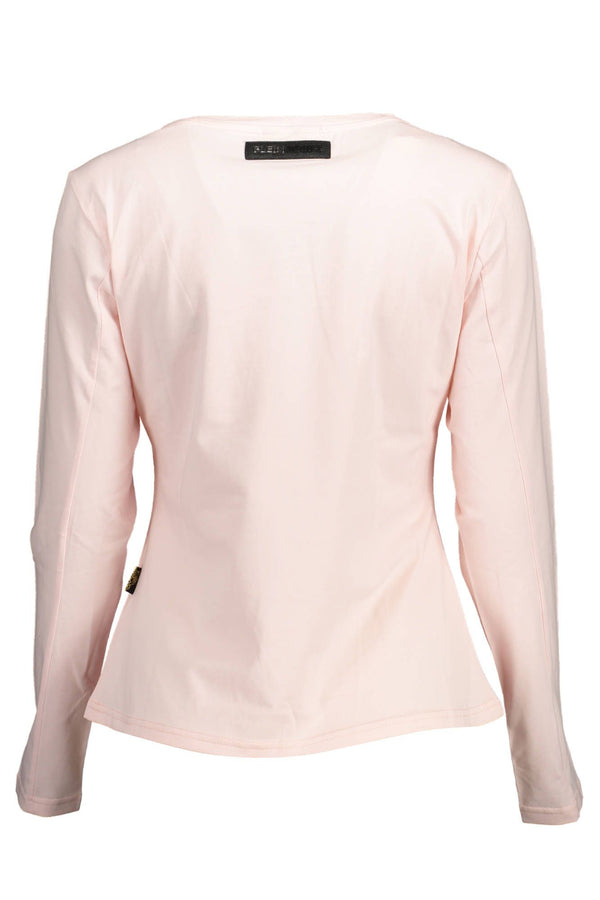 Plein Sport Chic Pink Long Sleeve Tee with Bold Contrasts