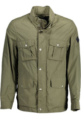 Gant Sleek Green Trench Coat with Concealed Hood