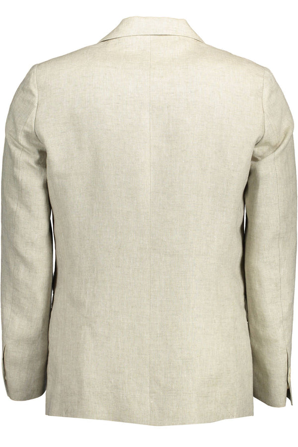 Gant Beige Linen Classic Jacket with Logo