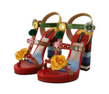 Dolce & Gabbana Multicolor Floral Ankle Strap Heels