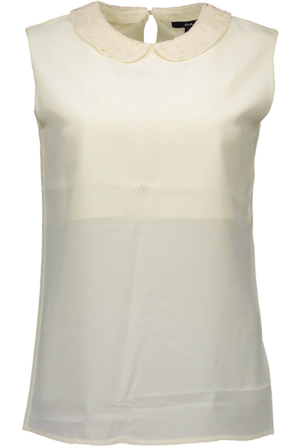 Gant Elegant Silk Tank with Removable Collar in White