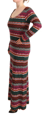 Missoni Multicolor Striped Long Sleeve Sheath Dress