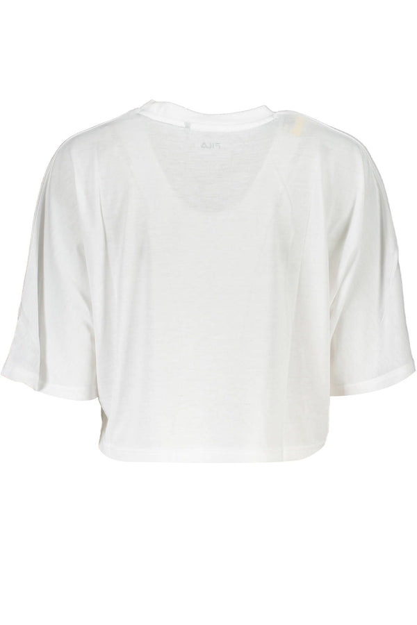 Fila Elegant White Logo Tee with Wide Neckline