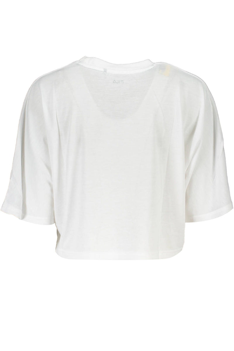 Fila Elegant White Logo Tee with Wide Neckline