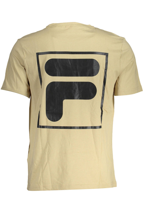 Fila Beige Round Neck Cotton Tee with Logo Print