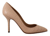 Dolce & Gabbana Elegant Nude Leather Kitten Heels Pumps